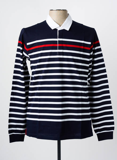 Polo imprimé rayures manches longues bleu UGHOLIN homme