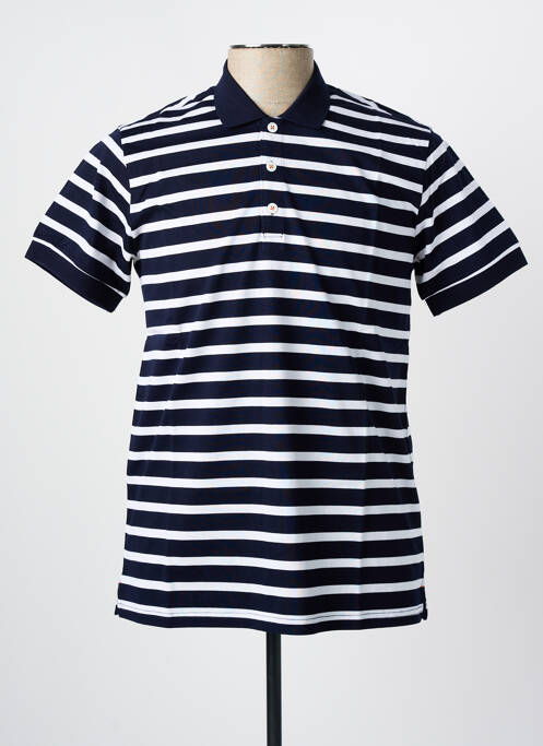 Polo imprimé rayures manches courtes bleu UGHOLIN homme