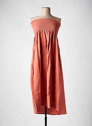 Robe mi-longue tissage crêpe sans manche rose LES BONHEURS DE SOPHIE femme