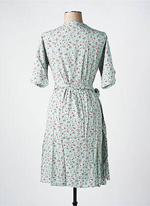 Robe mi-longue imprimé fleurs manches courtes vert LES BONHEURS DE SOPHIE femme