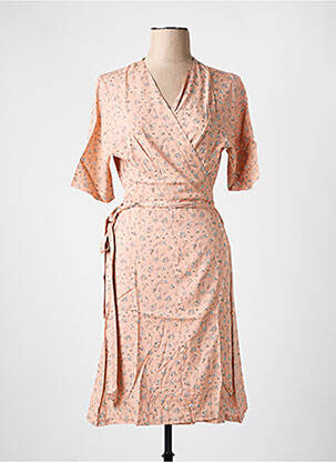 Robe mi-longue imprimé fleurs manches courtes rose LES BONHEURS DE SOPHIE femme