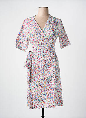 Robe mi-longue imprimé fleurs manches courtes violet LES BONHEURS DE SOPHIE femme