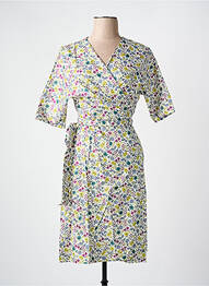 Robe mi-longue imprimé fleurs manches courtes jaune LES BONHEURS DE SOPHIE femme