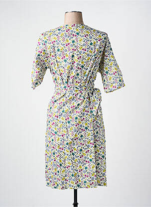 Robe mi-longue imprimé fleurs manches courtes jaune LES BONHEURS DE SOPHIE femme