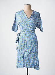 Robe mi-longue imprimé fleurs manches courtes bleu LES BONHEURS DE SOPHIE femme