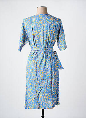 Robe mi-longue imprimé fleurs manches courtes bleu LES BONHEURS DE SOPHIE femme
