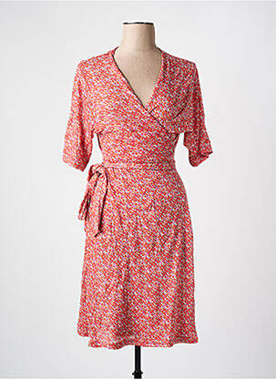 Robe mi-longue manches courtes manches courtes orange LES BONHEURS DE SOPHIE femme