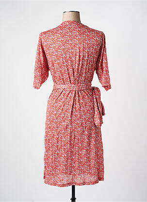 Robe mi-longue manches courtes manches courtes orange LES BONHEURS DE SOPHIE femme