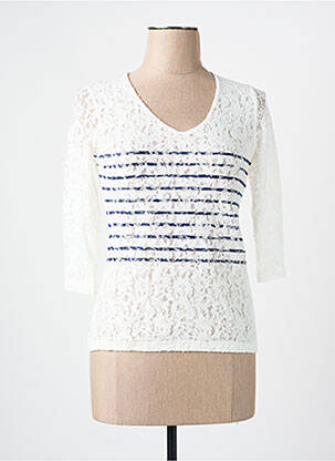 Top coupe cintrée manches 3/4 blanc LES BONHEURS DE SOPHIE femme