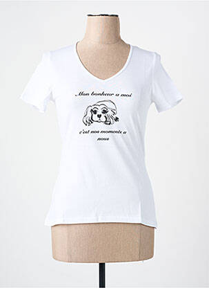 T-shirt imprimé fantaisie manches courtes blanc LES BONHEURS DE SOPHIE femme