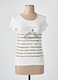 T-shirt sérigraphie manches courtes beige COTE ANGLAISE femme