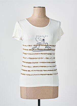 T-shirt sérigraphie manches courtes beige COTE ANGLAISE femme