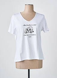 T-shirt col v manches courtes blanc LES BONHEURS DE SOPHIE femme
