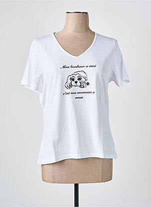 T-shirt col v manches courtes blanc LES BONHEURS DE SOPHIE femme
