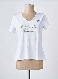 T-shirt col v manches courtes blanc LES BONHEURS DE SOPHIE femme