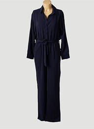 Combi-pantalon tissage crêpe manches longues bleu LES BONHEURS DE SOPHIE femme
