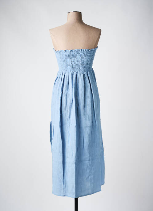 Robe mi-longue tissage crêpe sans manche bleu LES BONHEURS DE SOPHIE femme
