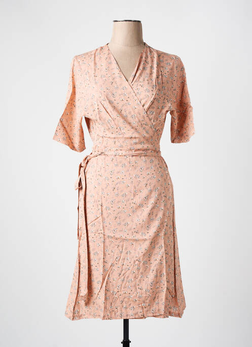 Robe mi-longue imprimé fleurs manches courtes rose LES BONHEURS DE SOPHIE femme