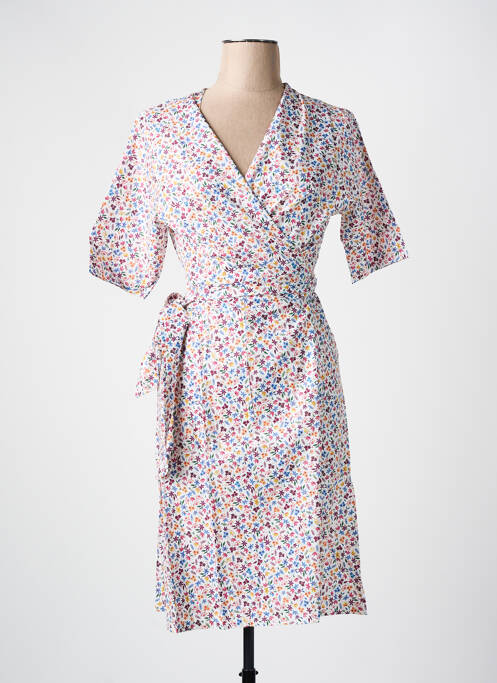 Robe mi-longue imprimé fleurs manches courtes violet LES BONHEURS DE SOPHIE femme
