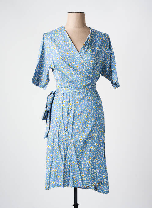 Robe mi-longue imprimé fleurs manches courtes bleu LES BONHEURS DE SOPHIE femme