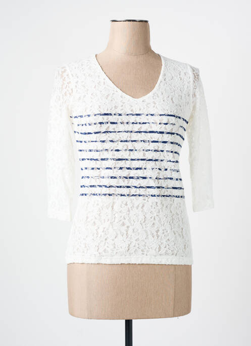 Top coupe cintrée manches 3/4 blanc LES BONHEURS DE SOPHIE femme