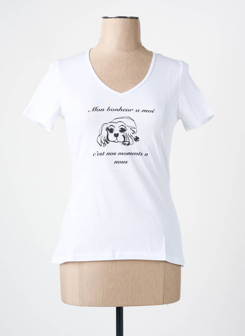 T-shirt imprimé fantaisie manches courtes blanc LES BONHEURS DE SOPHIE femme