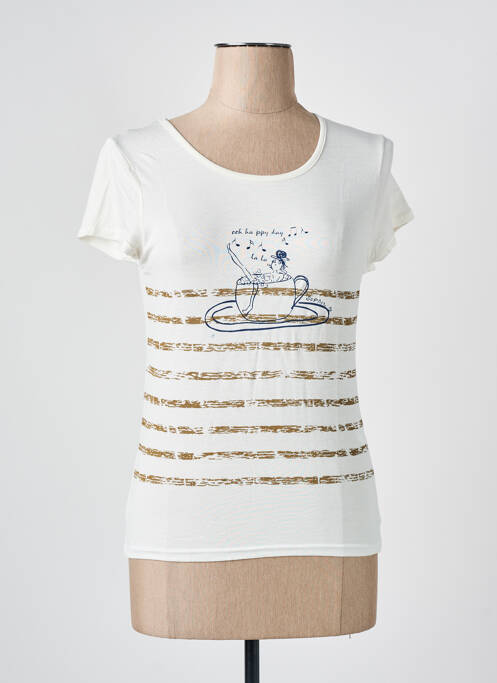 T-shirt sérigraphie manches courtes beige COTE ANGLAISE femme