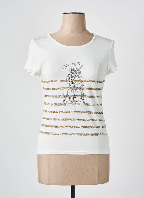 T-shirt sérigraphie manches courtes beige COTE ANGLAISE femme