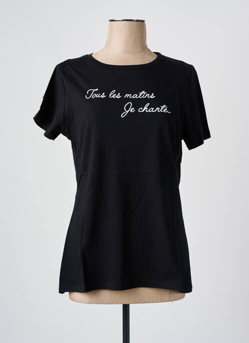 T-shirt sérigraphie manches courtes noir LES BONHEURS DE SOPHIE femme