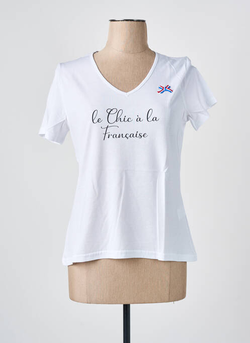 T-shirt col v manches courtes blanc LES BONHEURS DE SOPHIE femme