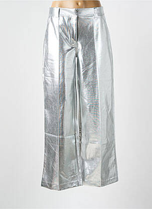 Pantalon large fermeture zippée sous rabat avec crochet argent ICHI femme