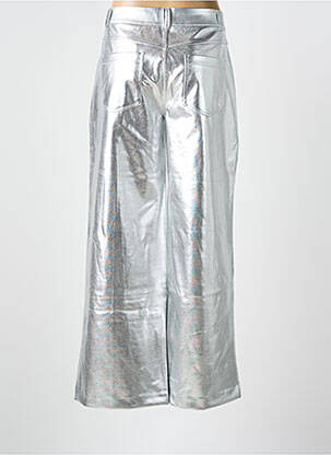 Pantalon large fermeture zippée sous rabat avec crochet argent ICHI femme