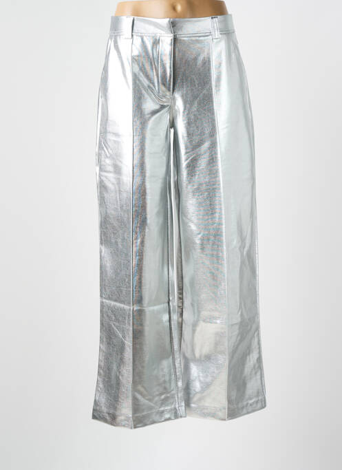 Pantalon large fermeture zippée sous rabat avec crochet argent ICHI femme