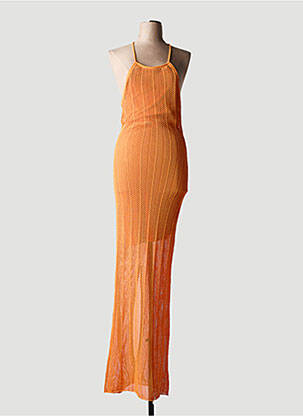 Robe longue doublure fines bretelles orange GUESS femme