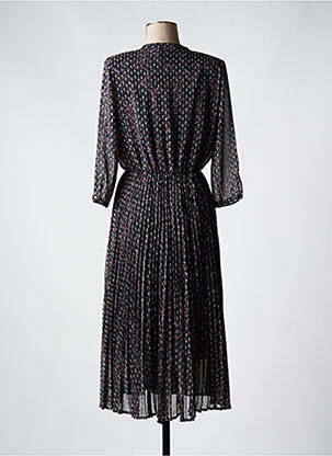 Robe mi-longue coupe fluide manches longues noir SESSUN femme
