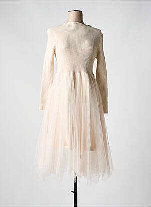 Robe mi-longue manches longues manches longues beige GOA GOA femme