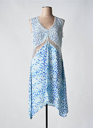 Robe mi-longue imprimé fantaisie sans manche bleu GOA GOA femme