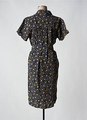 Robe mi-longue imprimé fantaisie manches courtes noir SESSUN femme