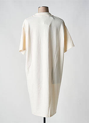 Robe mi-longue manches courtes manches courtes beige ICHI femme