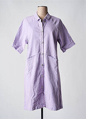 Robe mi-longue manches courtes manches courtes violet ICHI femme