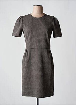 Robe courte fermeture zippée au dos manches courtes marron SESSUN femme