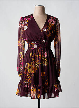 Robe courte manches longues manches longues rouge GUESS femme