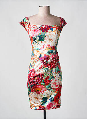 Robe courte fermeture zippée au dos manches courtes rouge GUESS femme