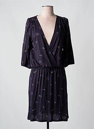 Robe mi-longue manches 3/4 manches 3/4 bleu SESSUN femme
