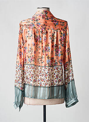 Chemisier imprimé fleurs manches longues orange GUESS femme