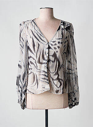 Chemisier coupe cintrée manches longues beige GUESS femme