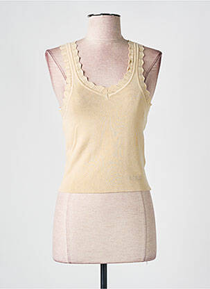 Pull col v sans manche beige GUESS femme