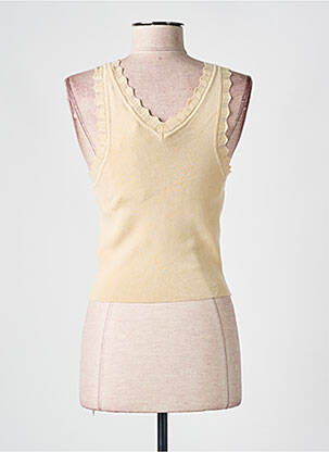 Pull col v sans manche beige GUESS femme