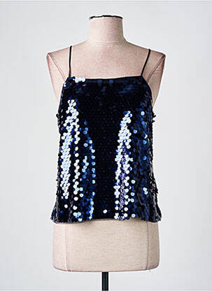 Top col carré fines bretelles bleu ICHI femme