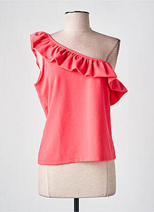 Top tissage crêpe sans manche rose ICHI femme